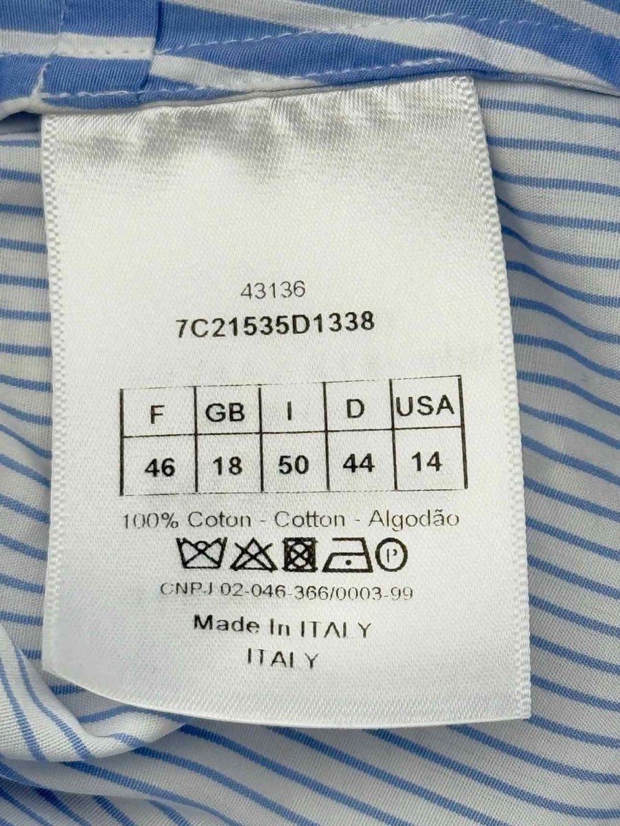 Pre - loved CHRISTIAN DIOR Blue Striped Size US 14 Shirt at Reems Closet