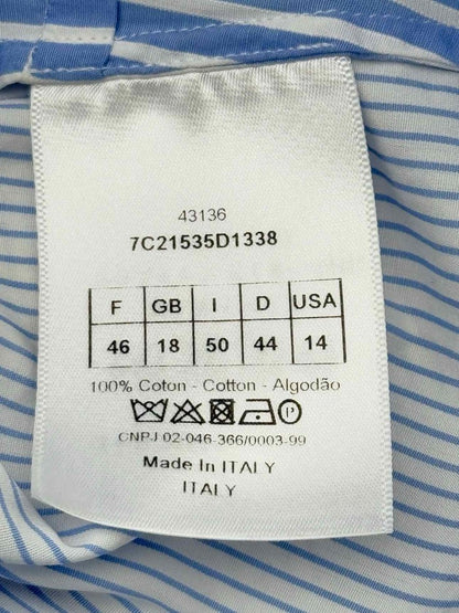Pre - loved CHRISTIAN DIOR Blue Striped Size US 14 Shirt at Reems Closet