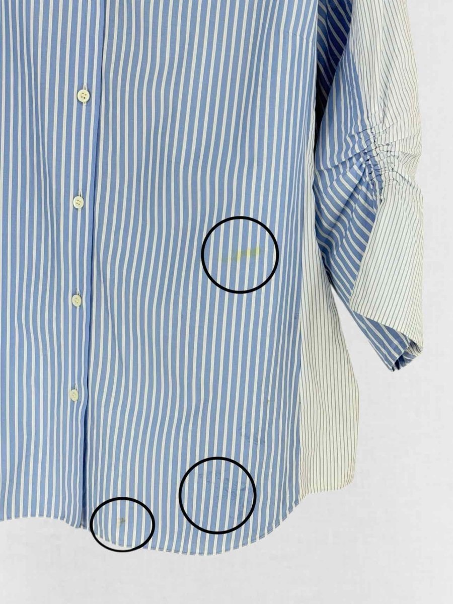Pre - loved CHRISTIAN DIOR Blue Striped Size US 14 Shirt at Reems Closet