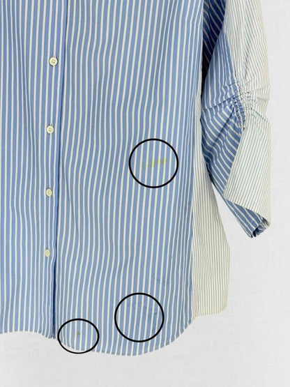 Pre - loved CHRISTIAN DIOR Blue Striped Size US 14 Shirt at Reems Closet