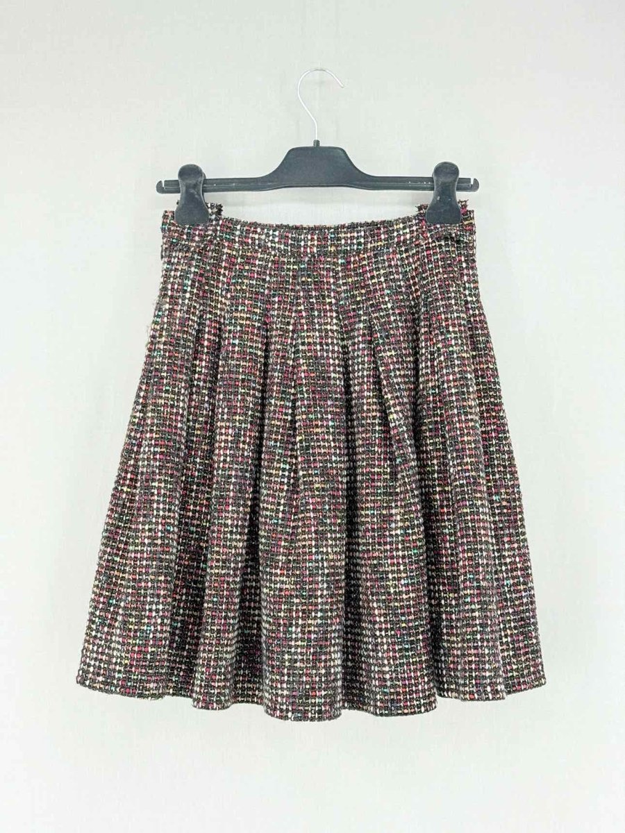Pre - loved CHRISTIAN DIOR Burgundy Multicolor Size US 4 Mini Skirt at Reems Closet