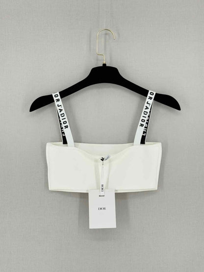 Pre - loved CHRISTIAN DIOR Crop White Size XSmall Top at Reems Closet