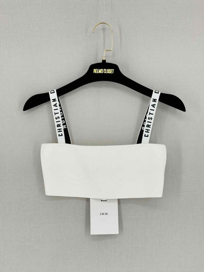 Pre - loved CHRISTIAN DIOR Crop White Size XSmall Top at Reems Closet