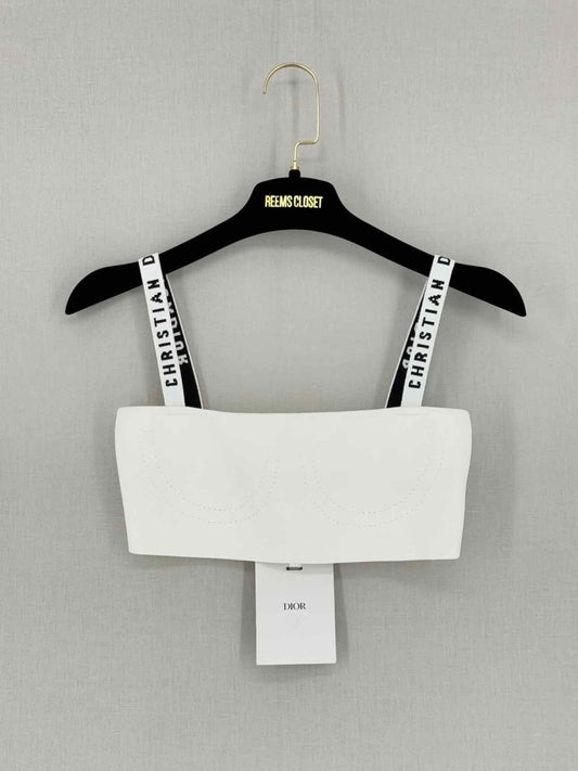 Pre - loved CHRISTIAN DIOR Crop White Size XSmall Top at Reems Closet