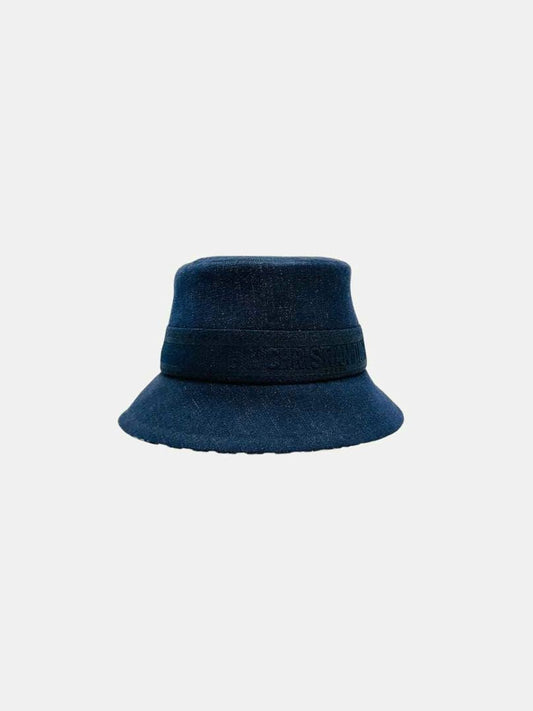 Pre - loved CHRISTIAN DIOR Denim Blue Oblique Interior Bucket Hat at Reems Closet