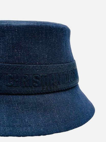 Pre - loved CHRISTIAN DIOR Denim Blue Oblique Interior Bucket Hat at Reems Closet