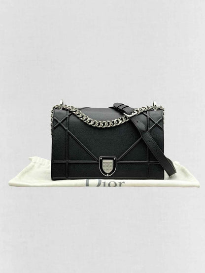 Pre - loved CHRISTIAN DIOR Diorama Black Shoulder Bag at Reems Closet