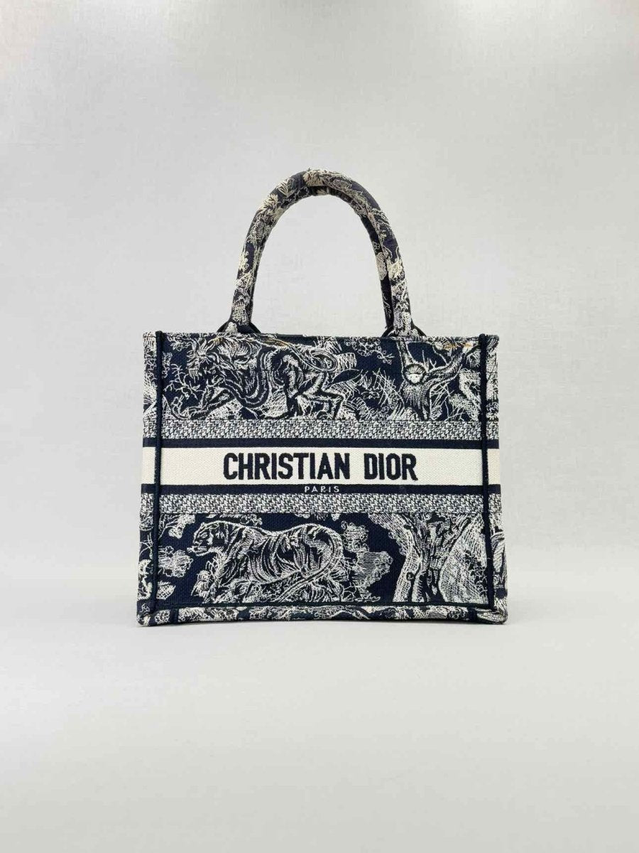 Pre - loved CHRISTIAN DIOR Dioriviera Navy Blue & White Tote Bag at Reems Closet