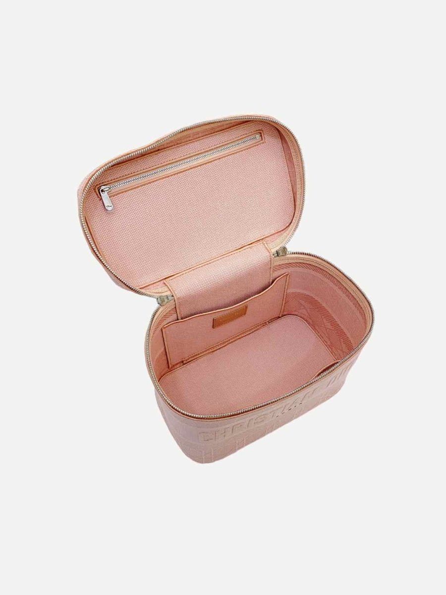 Pre - loved CHRISTIAN DIOR DiorTravel Pink Cannage Vanity Case at Reems Closet