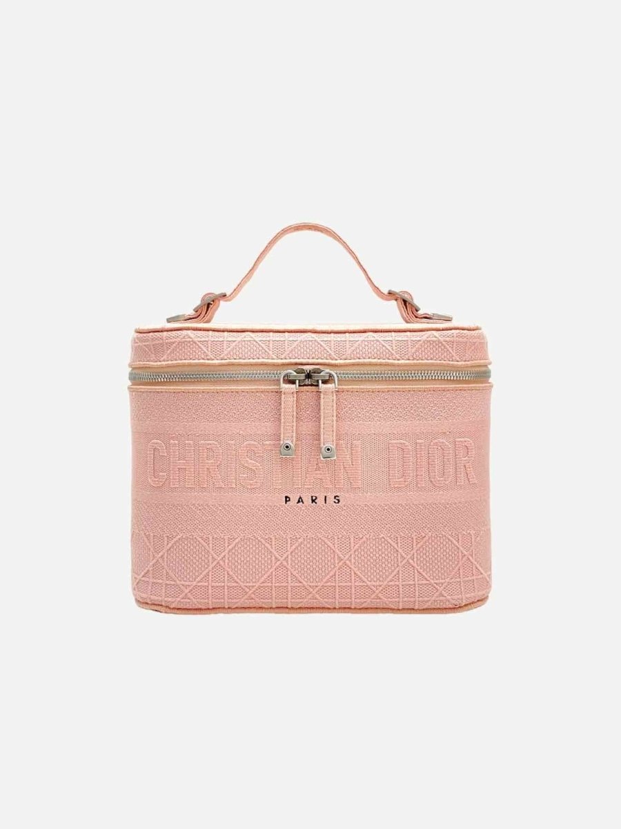 Pre - loved CHRISTIAN DIOR DiorTravel Pink Cannage Vanity Case at Reems Closet