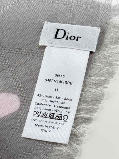 Pre - loved CHRISTIAN DIOR Grey Multicolor Leaf Print Scarf at Reems Closet