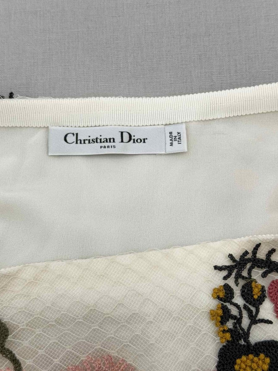 Pre - loved CHRISTIAN DIOR Khaki Multicolor Size US 6 Midi Skirt at Reems Closet