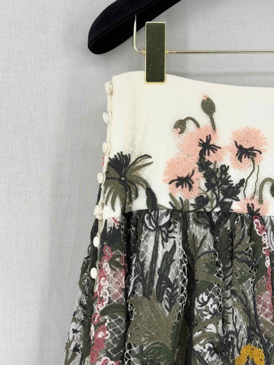 Pre - loved CHRISTIAN DIOR Khaki Multicolor Size US 6 Midi Skirt at Reems Closet