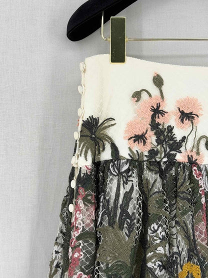 Pre - loved CHRISTIAN DIOR Khaki Multicolor Size US 6 Midi Skirt at Reems Closet