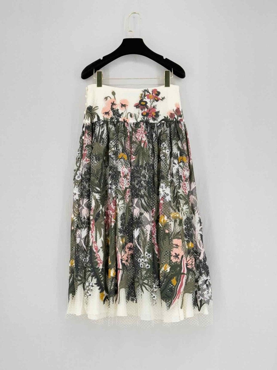 Pre - loved CHRISTIAN DIOR Khaki Multicolor Size US 6 Midi Skirt at Reems Closet