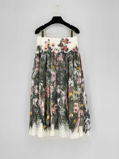 Pre - loved CHRISTIAN DIOR Khaki Multicolor Size US 6 Midi Skirt at Reems Closet