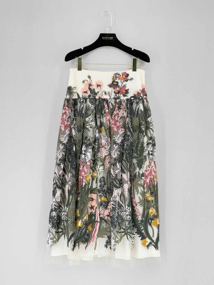 Pre - loved CHRISTIAN DIOR Khaki Multicolor Size US 6 Midi Skirt at Reems Closet