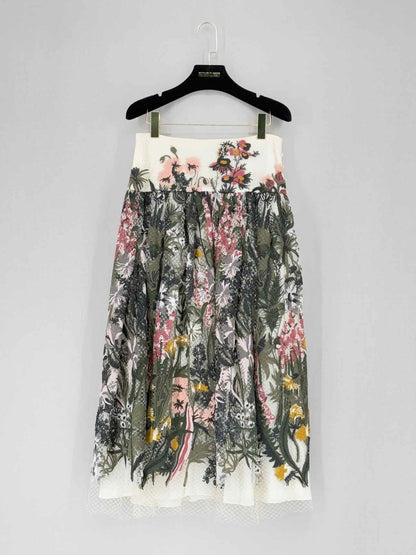 Pre - loved CHRISTIAN DIOR Khaki Multicolor Size US 6 Midi Skirt at Reems Closet
