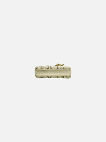 Pre - loved CHRISTIAN DIOR Lady D - Joy Size Micro Pearl Embellished Gold Leather Shoulder Bag at Reems Closet