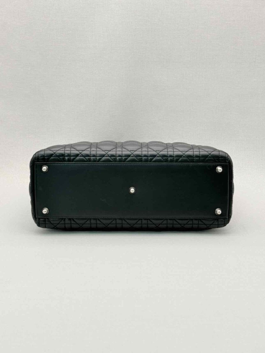 Pre-loved CHRISTIAN DIOR Lady Dior Black Cannage Top Handle at Reems Closet
