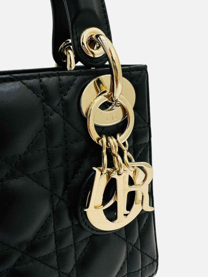 Pre - loved CHRISTIAN DIOR Lady Dior Black Cannage Top Handle at Reems Closet