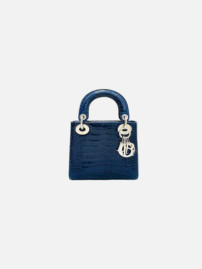 Pre - loved CHRISTIAN DIOR Lady Dior Blue Top Handle at Reems Closet