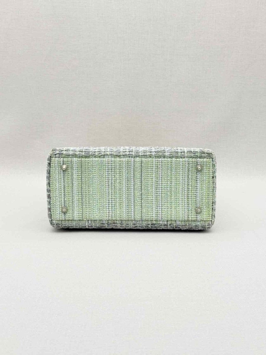 Pre - loved CHRISTIAN DIOR Lady Dior Green & Beige Top Handle at Reems Closet
