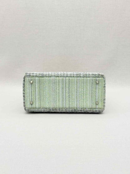 Pre - loved CHRISTIAN DIOR Lady Dior Green & Beige Top Handle at Reems Closet