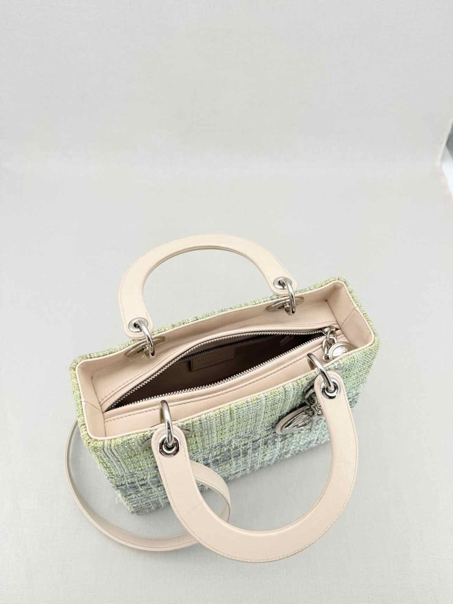 Pre - loved CHRISTIAN DIOR Lady Dior Green & Sliver Top Handle at Reems Closet