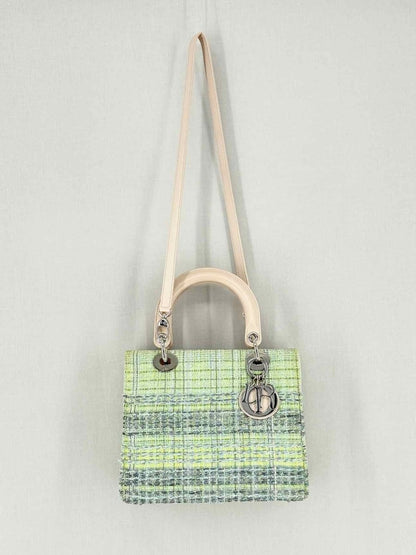 Pre - loved CHRISTIAN DIOR Lady Dior Green & Sliver Top Handle at Reems Closet