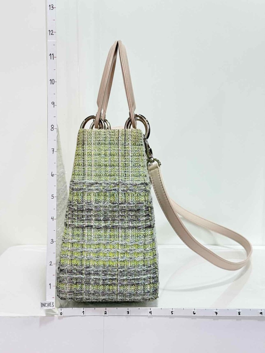 Pre - loved CHRISTIAN DIOR Lady Dior Green & Sliver Top Handle at Reems Closet