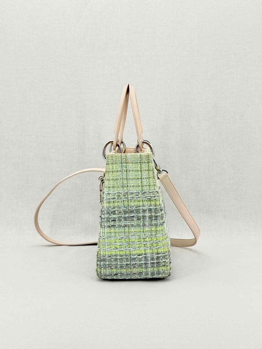 Pre - loved CHRISTIAN DIOR Lady Dior Green & Sliver Top Handle at Reems Closet
