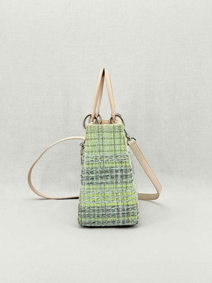 Pre - loved CHRISTIAN DIOR Lady Dior Green & Sliver Top Handle at Reems Closet