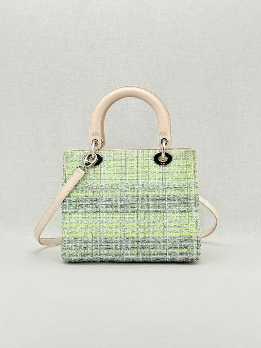 Pre - loved CHRISTIAN DIOR Lady Dior Green & Sliver Top Handle at Reems Closet