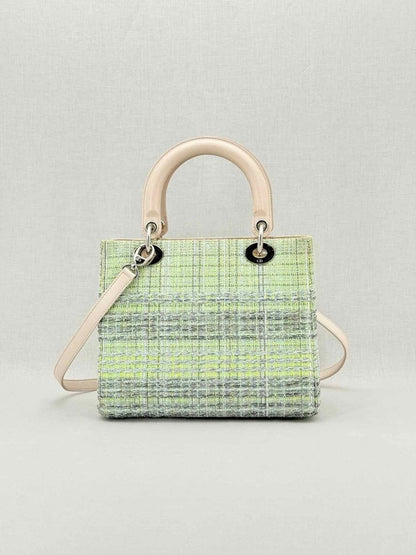 Pre - loved CHRISTIAN DIOR Lady Dior Green & Sliver Top Handle at Reems Closet