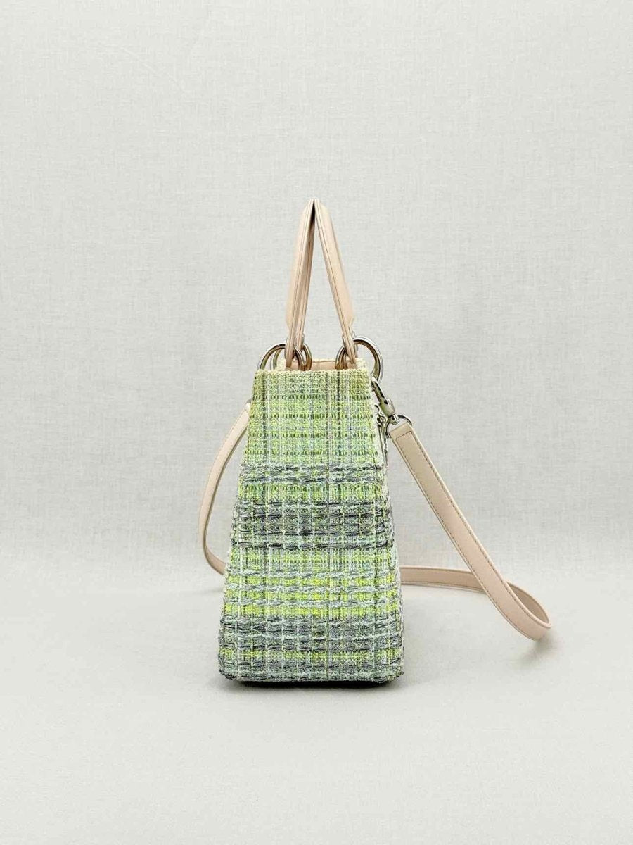 Pre - loved CHRISTIAN DIOR Lady Dior Green & Sliver Top Handle at Reems Closet