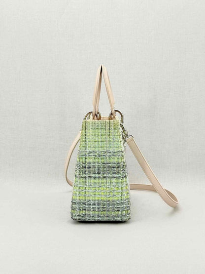 Pre - loved CHRISTIAN DIOR Lady Dior Green & Sliver Top Handle at Reems Closet