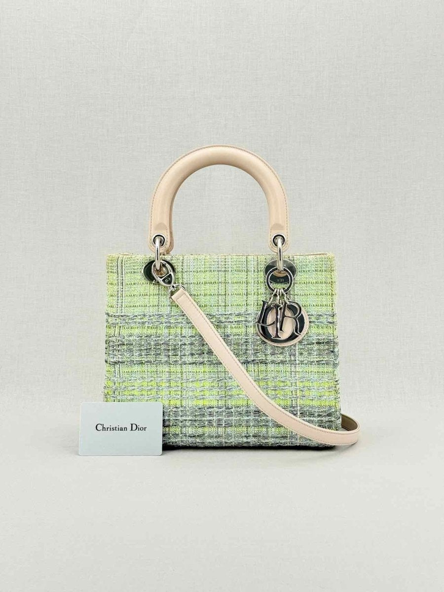 Pre - loved CHRISTIAN DIOR Lady Dior Green & Sliver Top Handle at Reems Closet