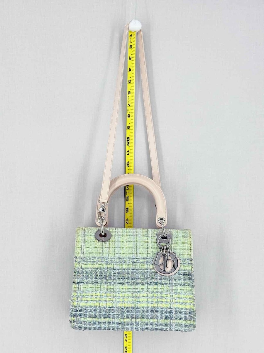 Pre - loved CHRISTIAN DIOR Lady Dior Green & Sliver Top Handle at Reems Closet