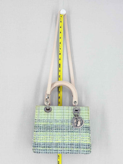Pre - loved CHRISTIAN DIOR Lady Dior Green & Sliver Top Handle at Reems Closet