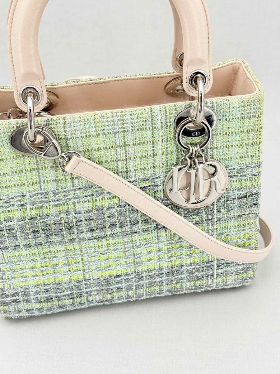 Pre - loved CHRISTIAN DIOR Lady Dior Green & Sliver Top Handle at Reems Closet