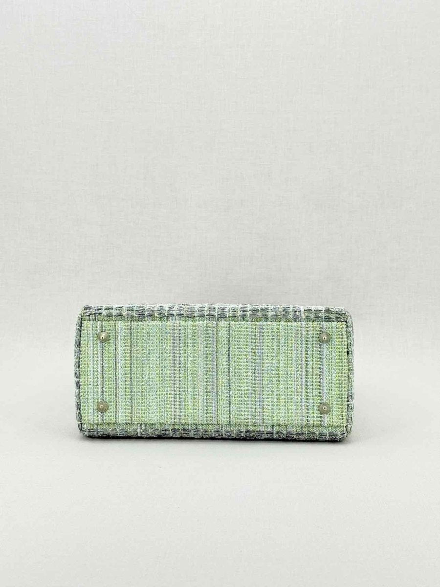 Pre - loved CHRISTIAN DIOR Lady Dior Green & Sliver Top Handle at Reems Closet