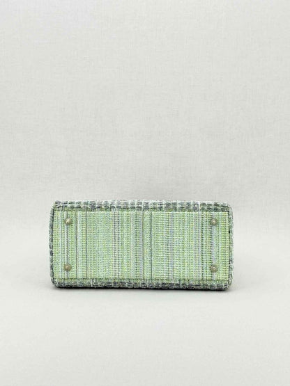 Pre - loved CHRISTIAN DIOR Lady Dior Green & Sliver Top Handle at Reems Closet