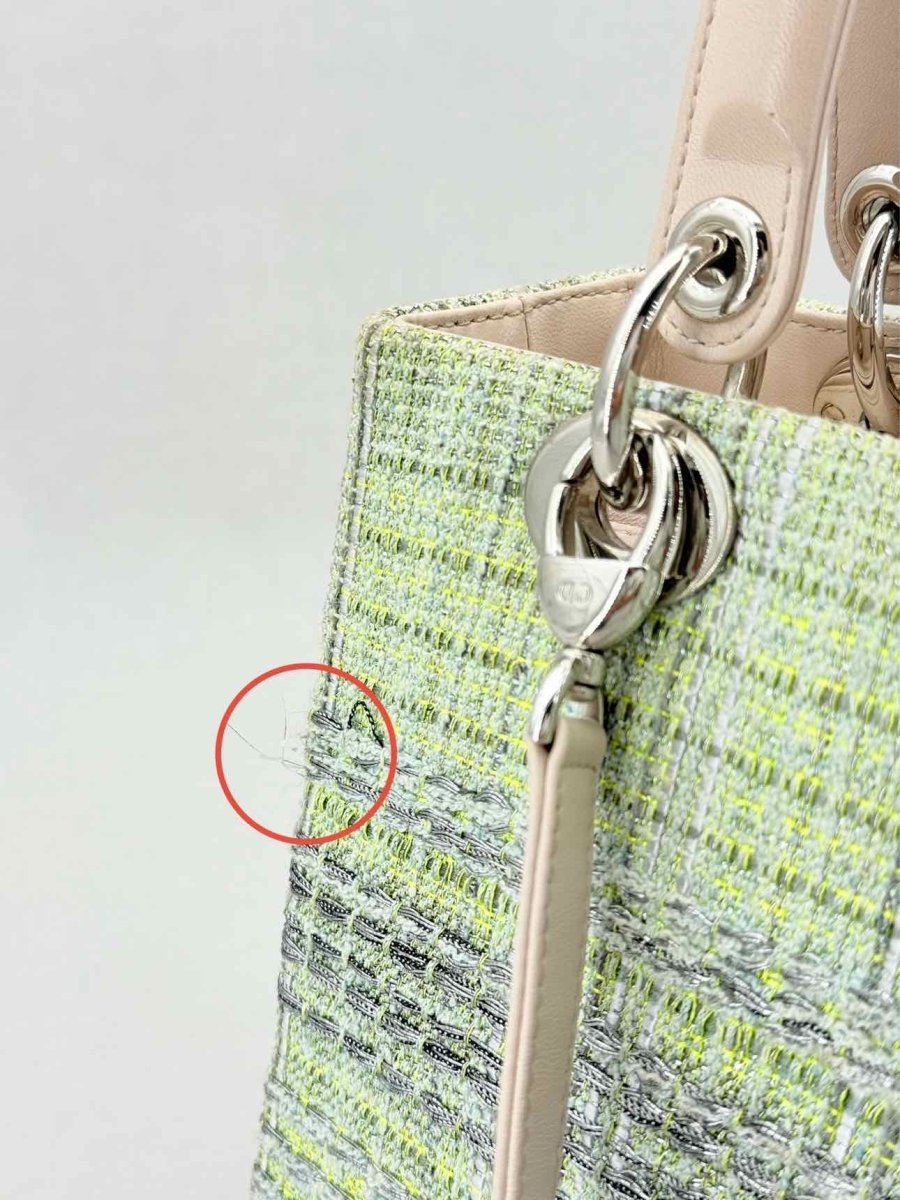 Pre - loved CHRISTIAN DIOR Lady Dior Green & Sliver Top Handle at Reems Closet