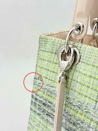 Pre - loved CHRISTIAN DIOR Lady Dior Green & Sliver Top Handle at Reems Closet
