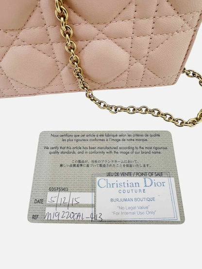 Pre - loved CHRISTIAN DIOR Lady Dior Pink Cannage Clutch at Reems Closet