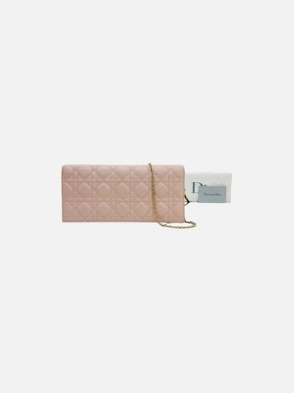 Pre - loved CHRISTIAN DIOR Lady Dior Pink Cannage Clutch at Reems Closet