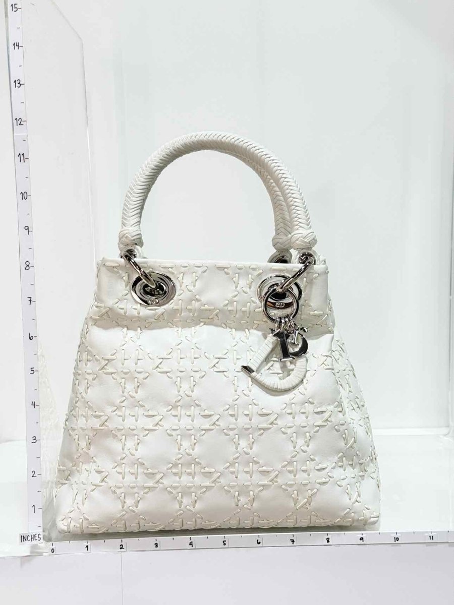 Pre - loved CHRISTIAN DIOR Lady Dior White Top Handle at Reems Closet