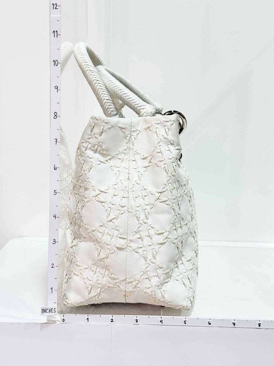 Pre - loved CHRISTIAN DIOR Lady Dior White Top Handle at Reems Closet
