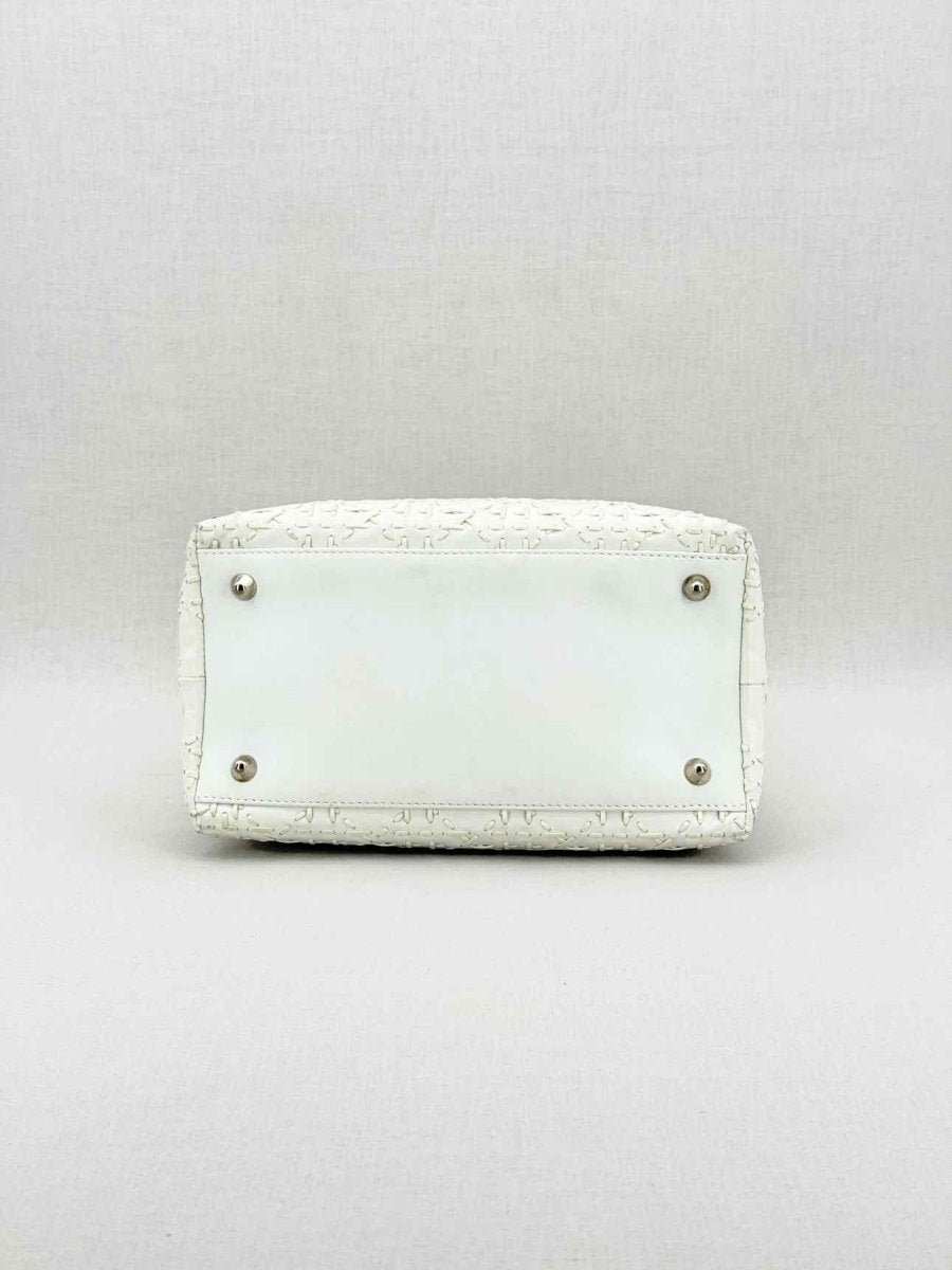 Pre - loved CHRISTIAN DIOR Lady Dior White Top Handle at Reems Closet